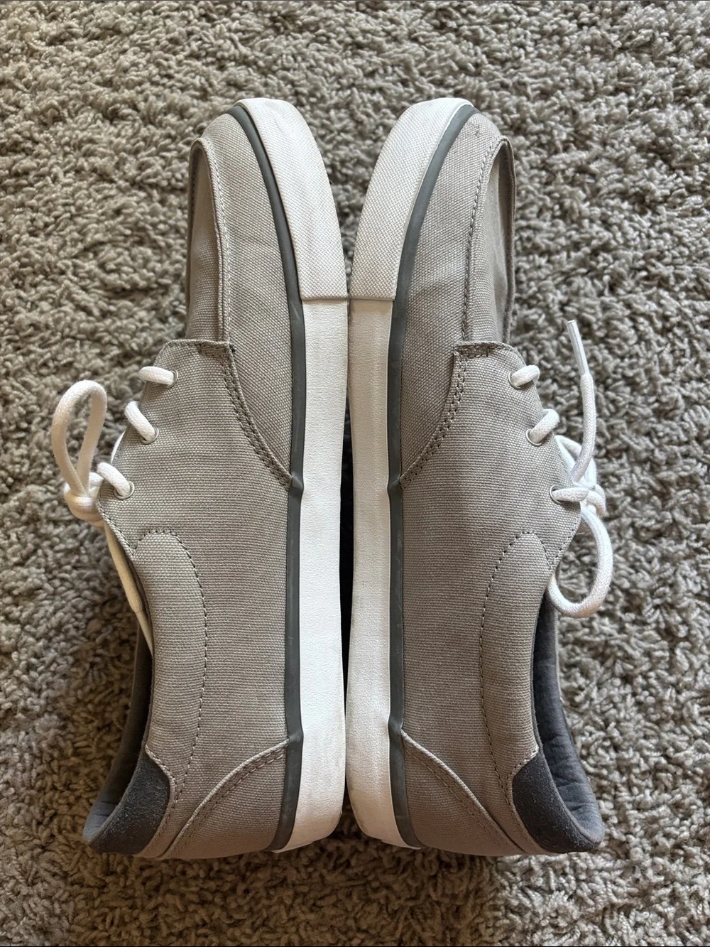 Reef Men's Canvas Deckhand Boat Shoes in Gray and White